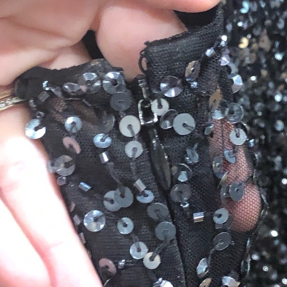 Adrianna Papell Black Sequin Tank Dress Short Sz 14 - Picture 5 of 9